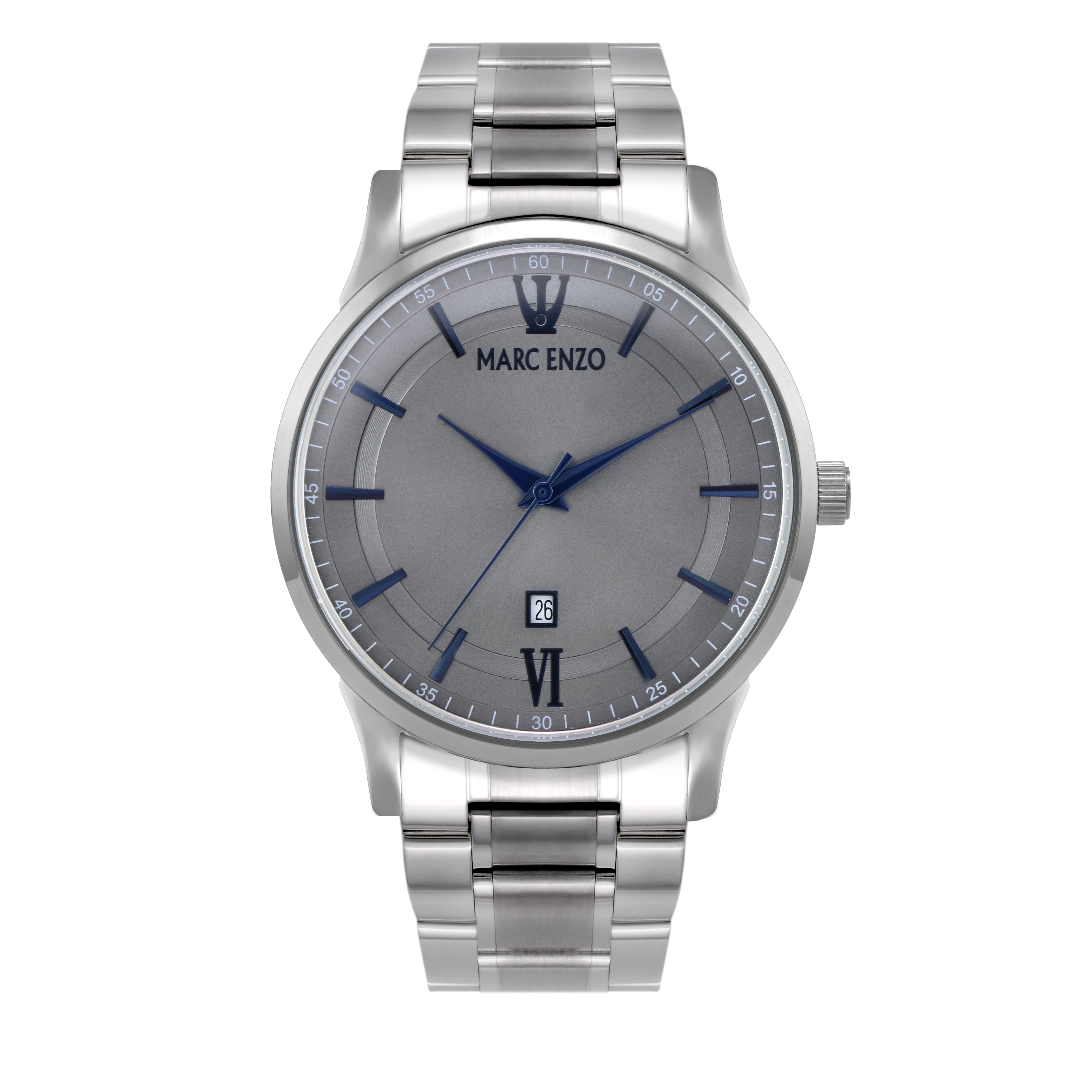 ساعة مارك انزو الرجالية بحركة كوارتز ولون مينا رمادي - MAR-0115