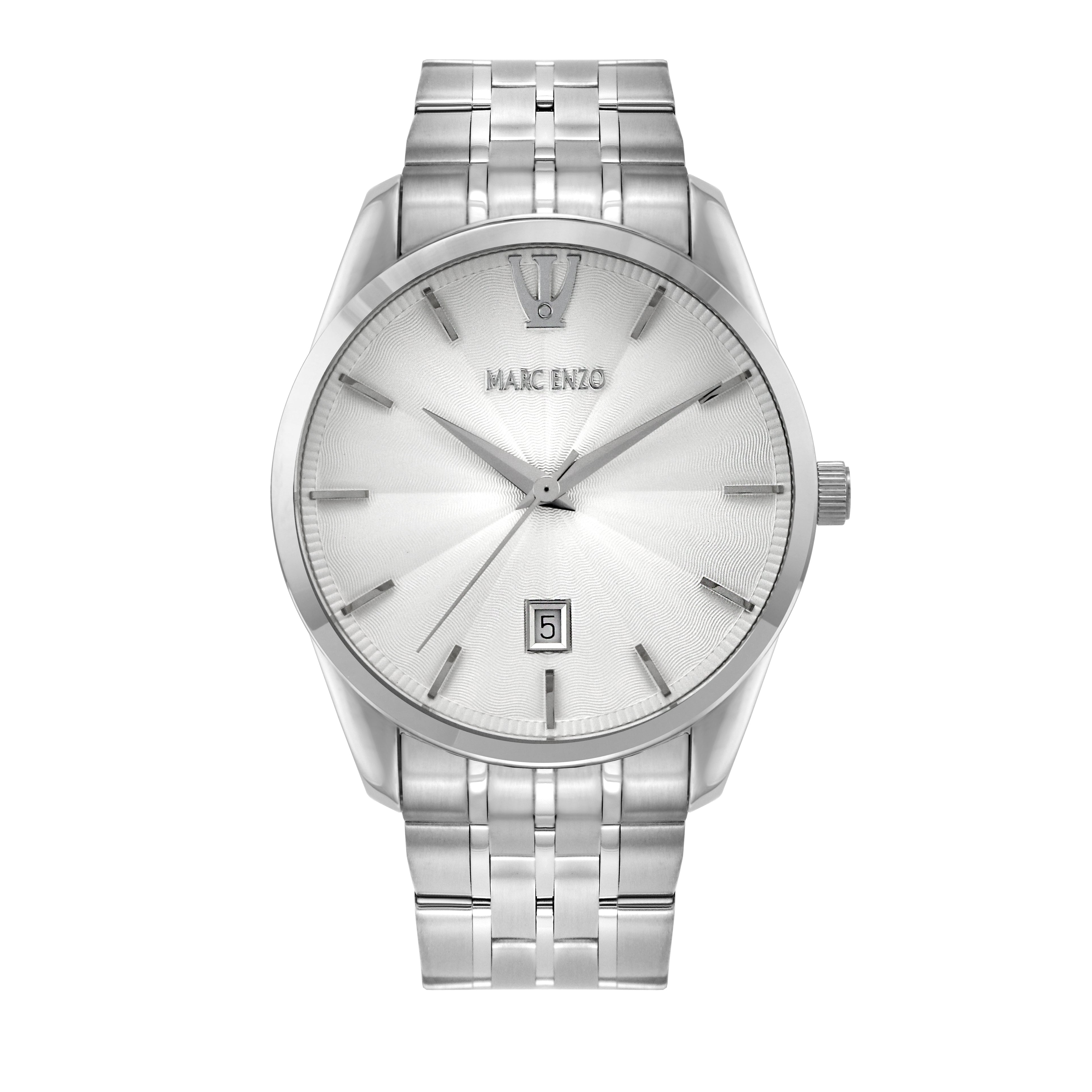 ساعة مارك انزو الرجالية بحركة كوارتز ولون مينا أبيض - MAR-0117
