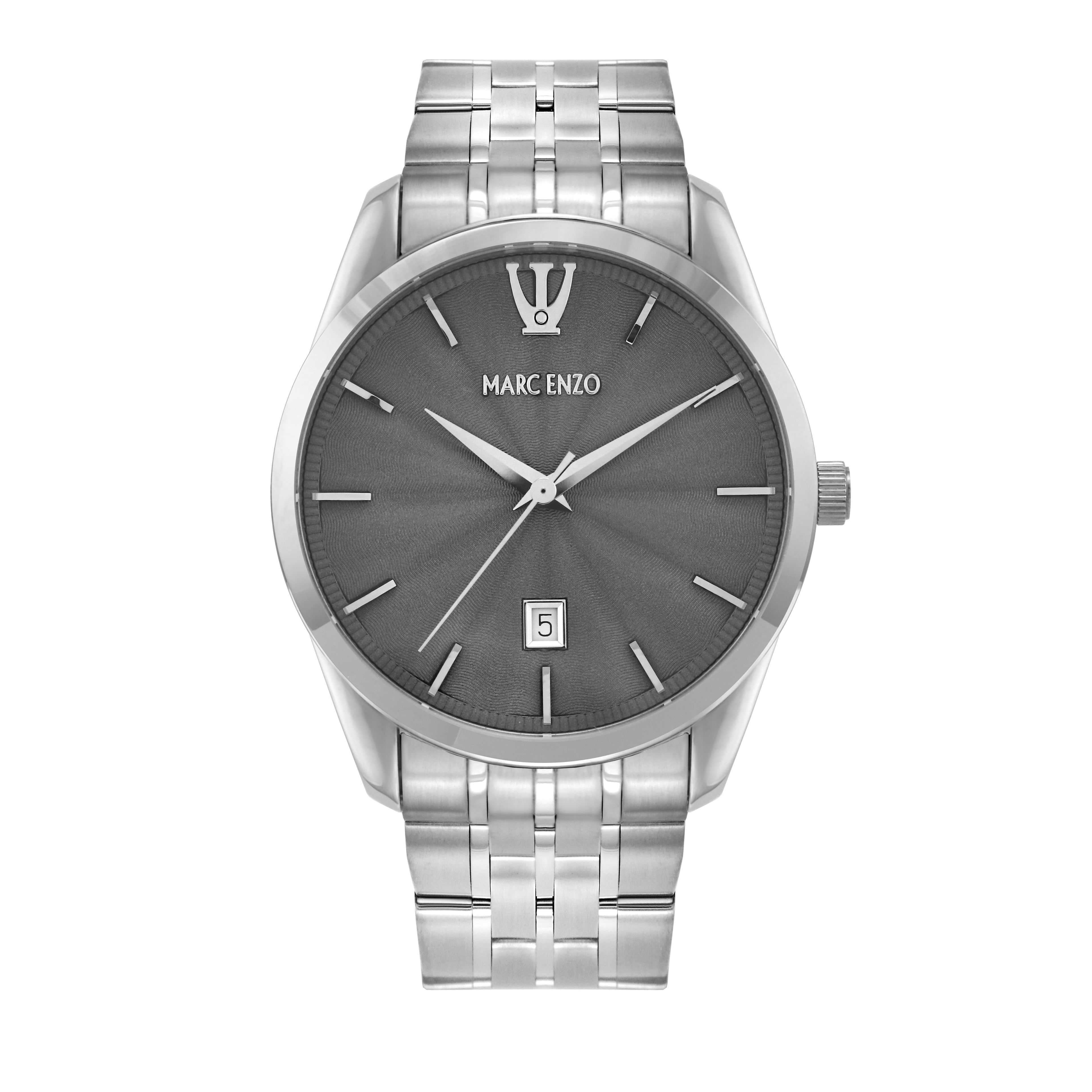 ساعة مارك انزو الرجالية بحركة كوارتز ولون مينا رمادي - MAR-0118