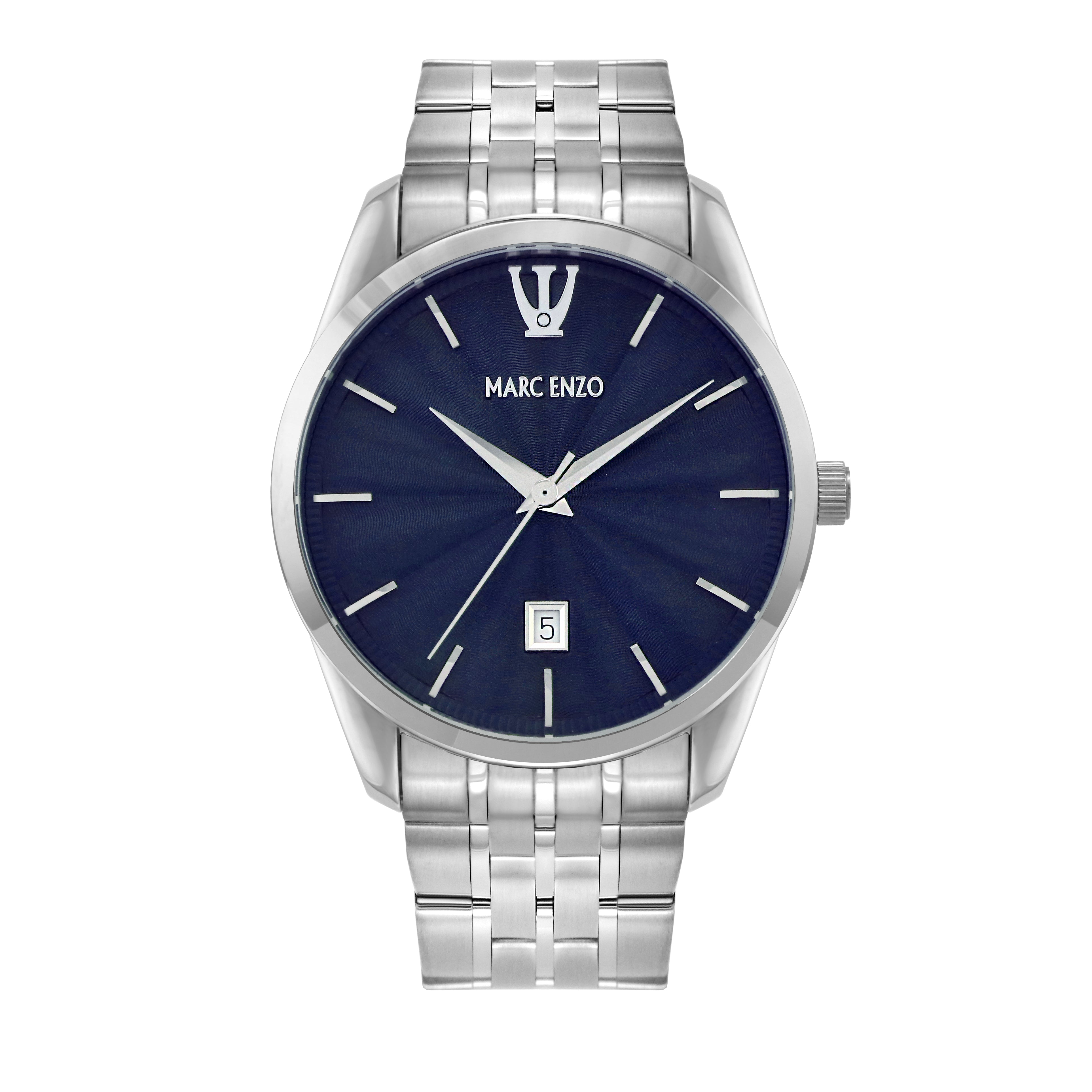 ساعة مارك انزو الرجالية بحركة كوارتز ولون مينا أزرق - MAR-0120