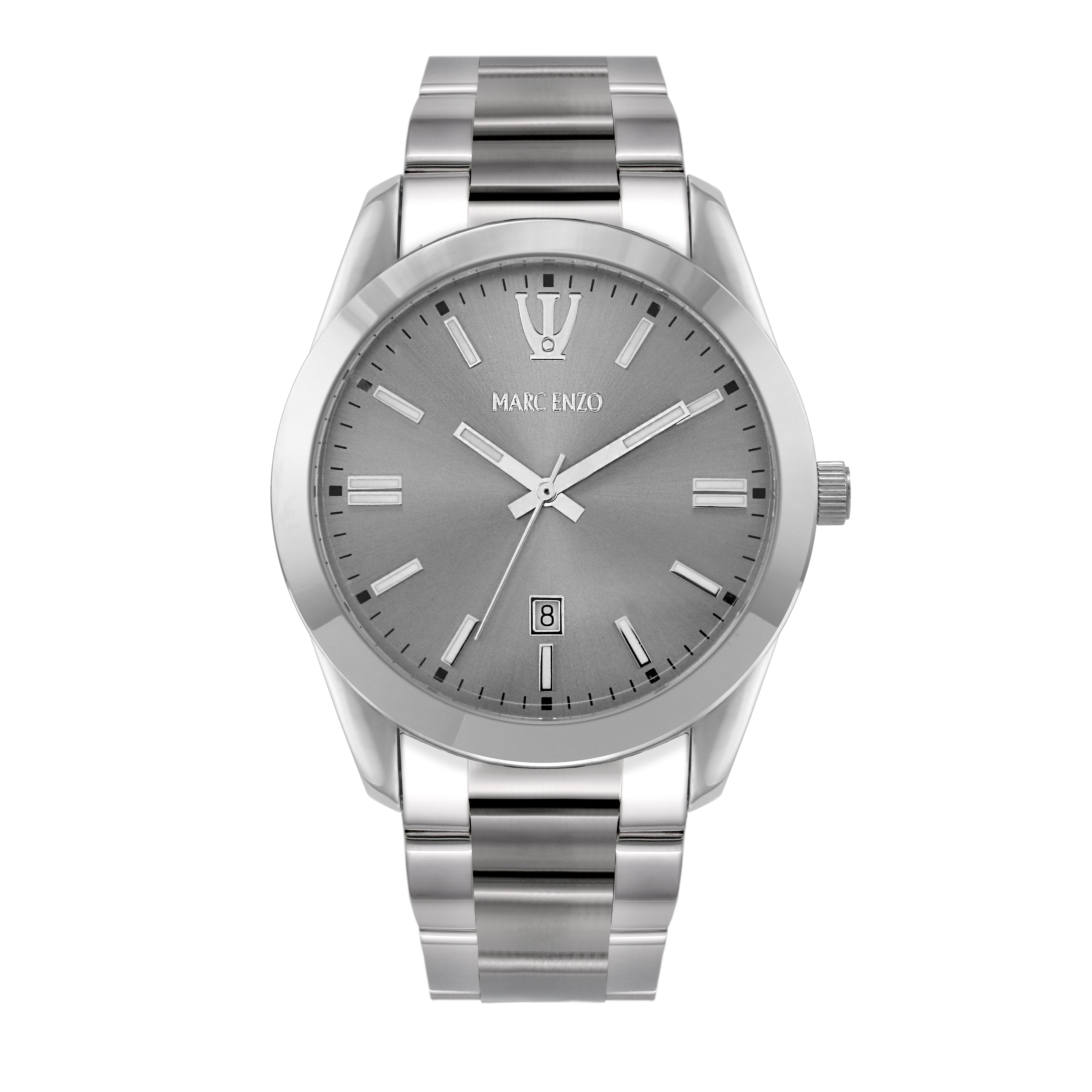 ساعة مارك انزو الرجالية بحركة كوارتز ولون مينا رمادي - MAR-0122