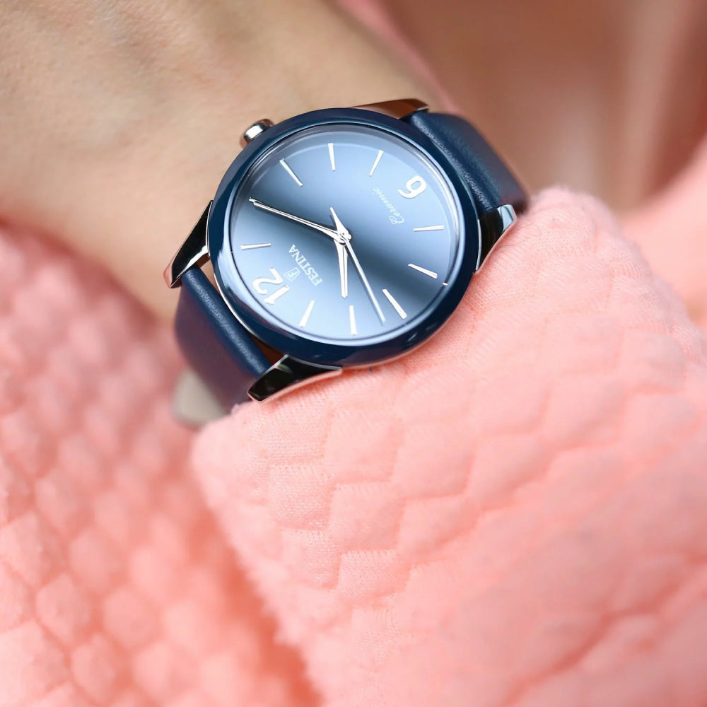 ساعة فيستينا النسائية بحركة كوارتز ولون مينا أزرق - f20473/5