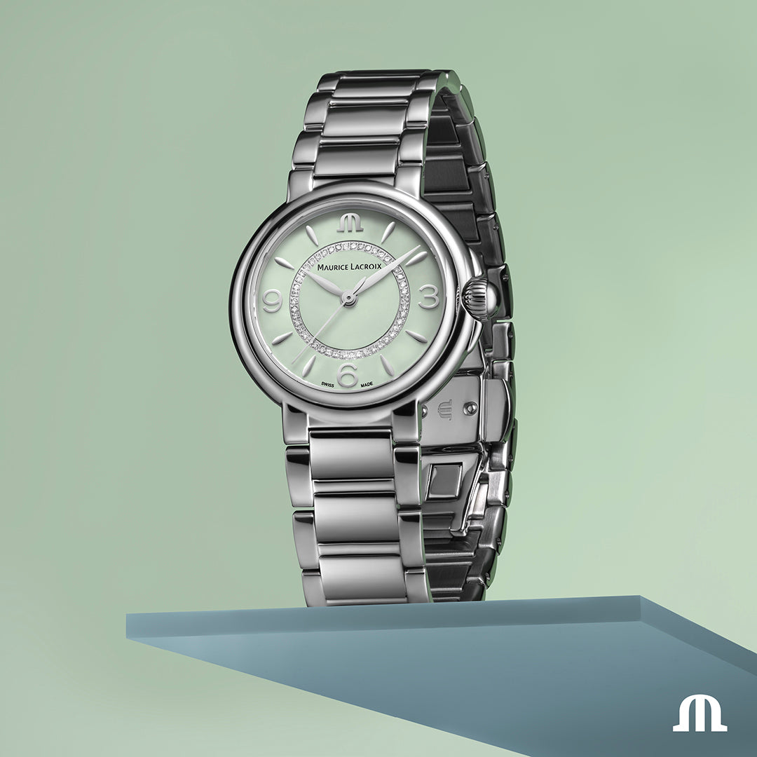Maurice Lacroix Women's Fiaba Green Dial Diamond Watch MLC-0022/DMND