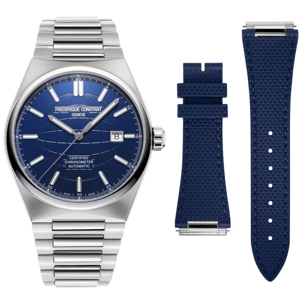 ساعة فريدريك كونستانت الرجالية بحركة أوتوماتيكية ولون مينا أزرق - FC-0159+STRAP