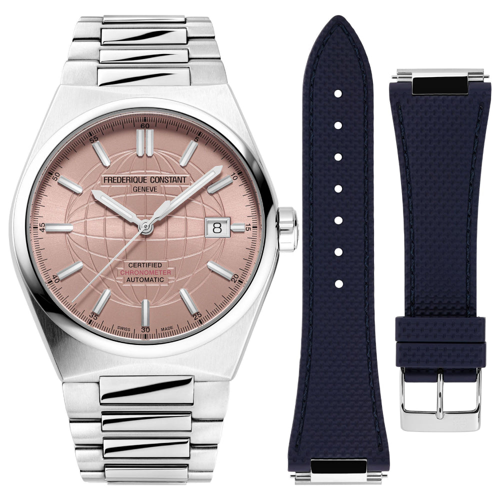 ساعة فريدريك كونستانت الرجالية بحركة أوتوماتيكية ولون مينا وردي - FC-0264+R.STRAP