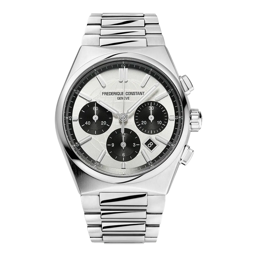 ساعة فريدريك كونستانت أوتوماتيكية للرجال بمينا فضية/ سوداء FC-0275+STRAP (LTD)