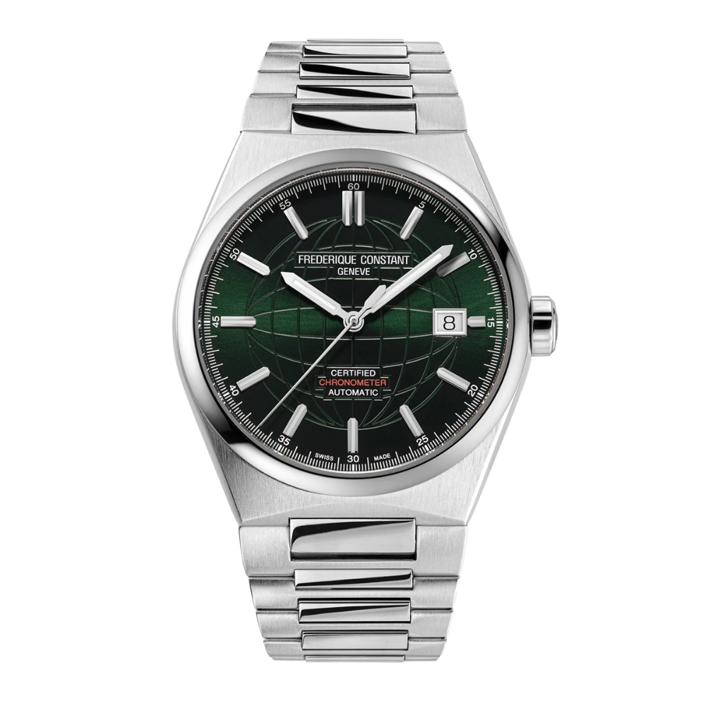 ساعة فريدريك كونستانت هاي لايف أوتوماتيك بمينا خضراء ومطابقة لمعايير COSC FC-0288 + سوار إضافي