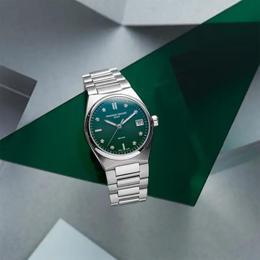 Frederique Constant Women's Quartz Watch with Green Dial FC-0229(D/8 0.04CT)