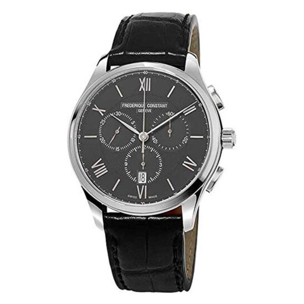 ساعة فريدريك كونستانت كلاسيك كرونوغراف كوارتز للرجال بمينا رمادية — FC-0290