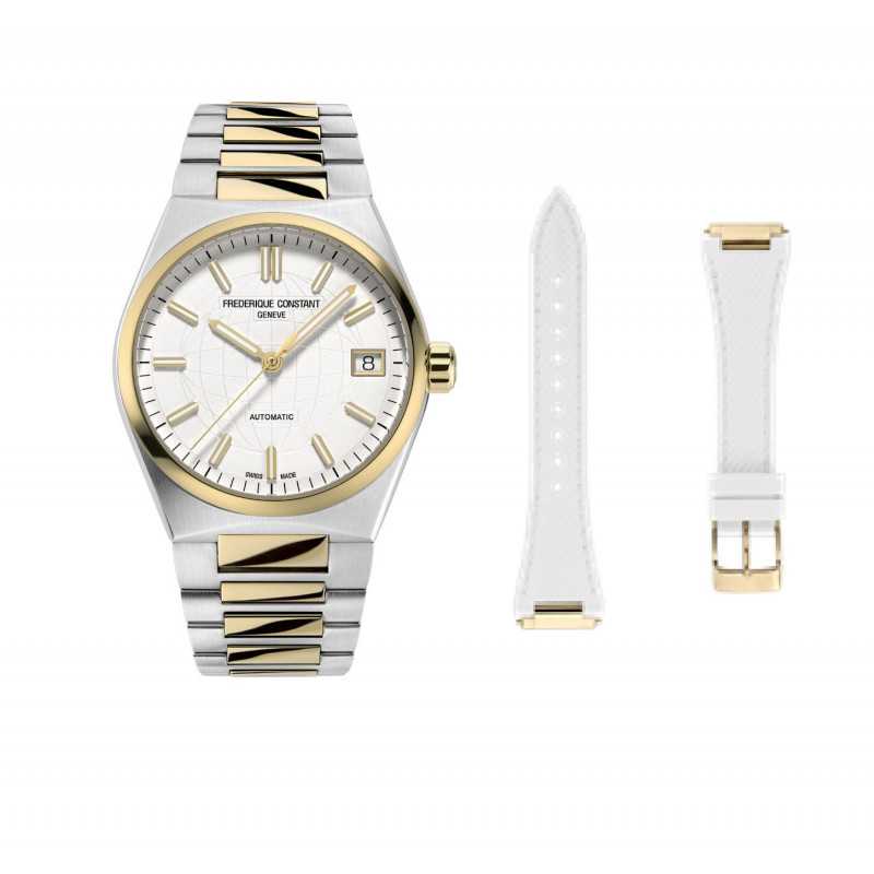 ساعة فريدريك كونستانت النسائية بحركة أوتوماتيكية ولون مينا فضي FC-0250+R.STRAP