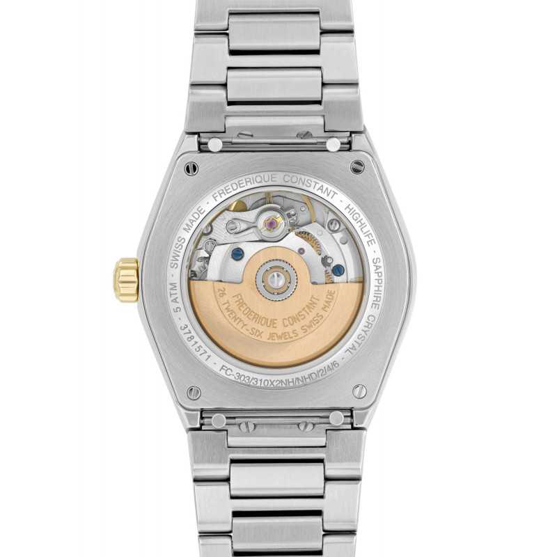 ساعة فريدريك كونستانت النسائية بحركة أوتوماتيكية ولون مينا فضي FC-0250+R.STRAP