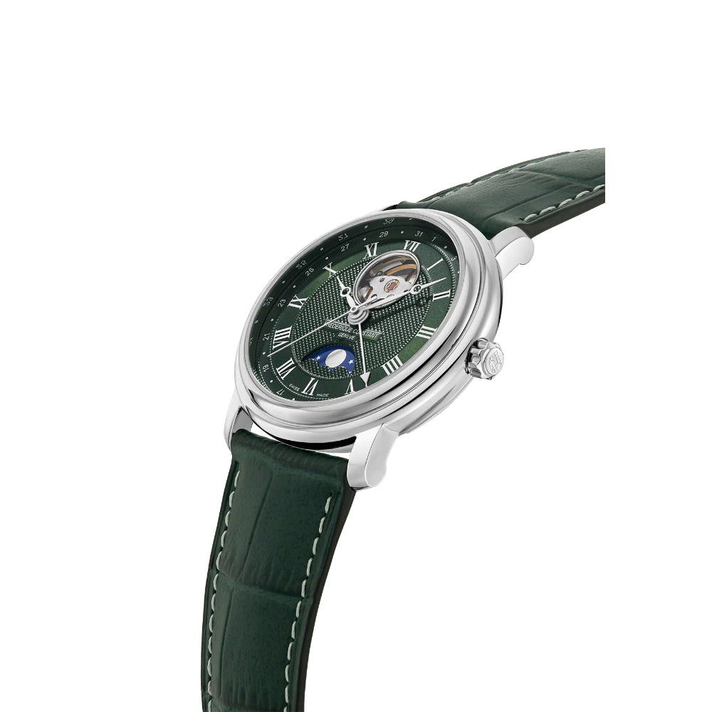 Frederique Constant Classics Heart Beat Moonphase Date Automatic Men's Watch with Green Dial — FC-0306