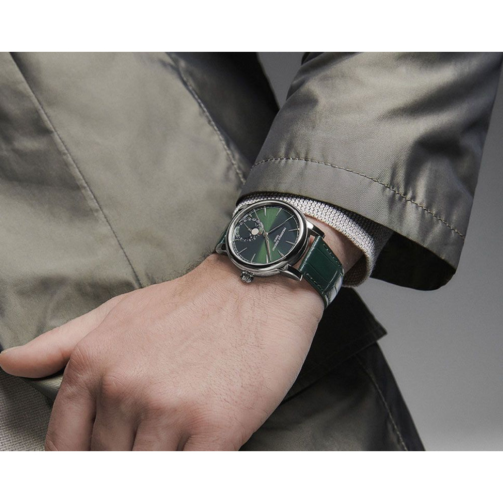 Frederique Constant Manufacture Classic Moonphase Date Automatic Men's Watch with Green Dial — FC-0307