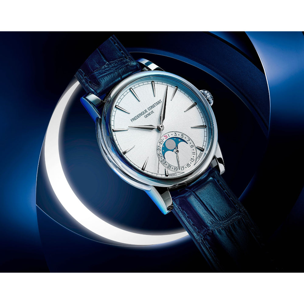 Frederique Constant Manufacture Classic Moonphase Date Automatic Men's Watch with Silver Dial — FC-0308