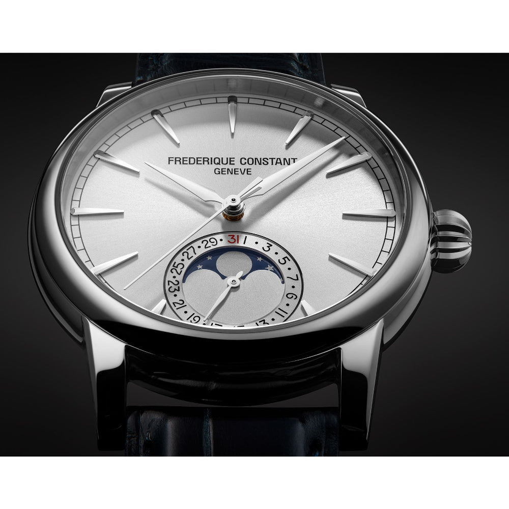 Frederique Constant Manufacture Classic Moonphase Date Automatic Men's Watch with Silver Dial — FC-0308