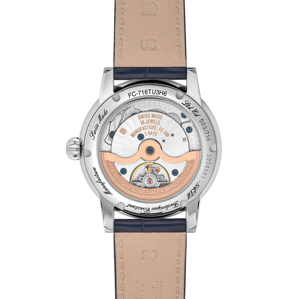 Frederique Constant Manufacture Classic Moonphase Date Automatic Men's Watch with Blue Dial — FC-0309+LTD