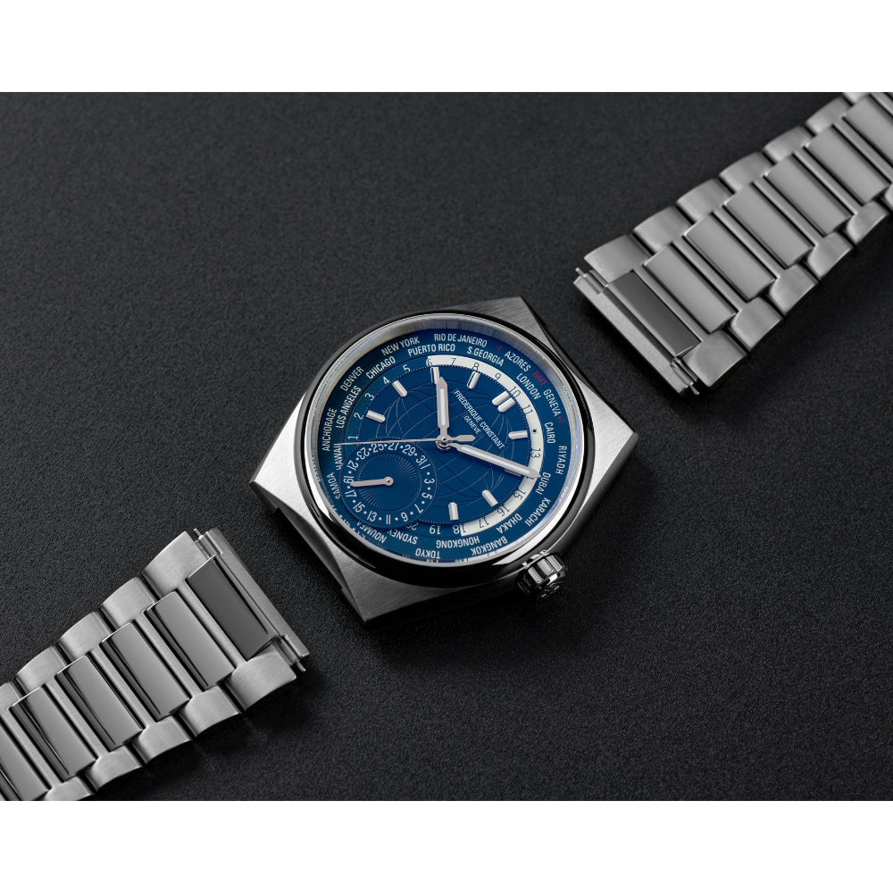 Frederique Constant Highlife World Timer Manufacturer Men's Automatic Watch with Blue Dial – FC-0282+LTHR+R.STRAP