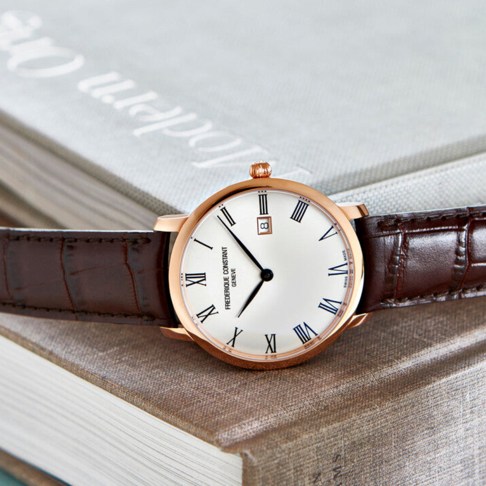 ساعة فريدريك كونستانت الرجالية بحركة أوتوماتيكية ولون مينا أبيض - FC-0038