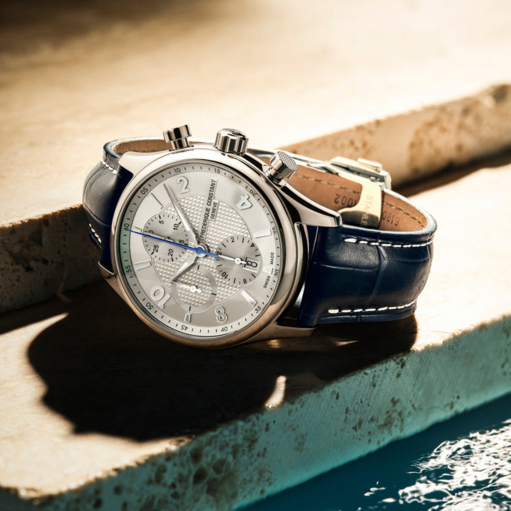 ساعة فريدريك كونستانت الرجالية بحركة أوتوماتيكية ولون مينا فضي - FC-0157+BOAT