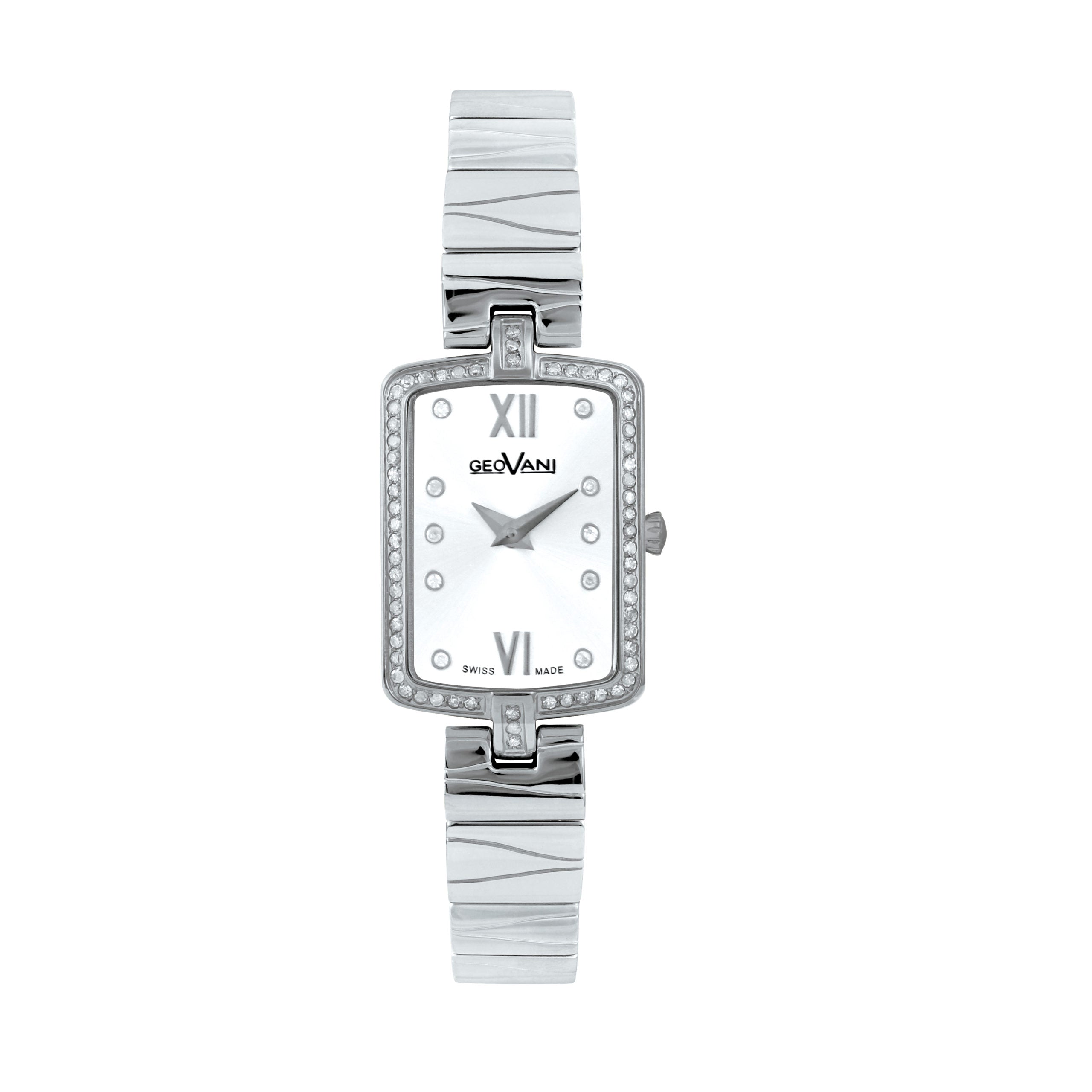 ساعة جيوفاني النسائية السويسرية بحركة كوارتز ولون مينا أبيض - GEO-0005