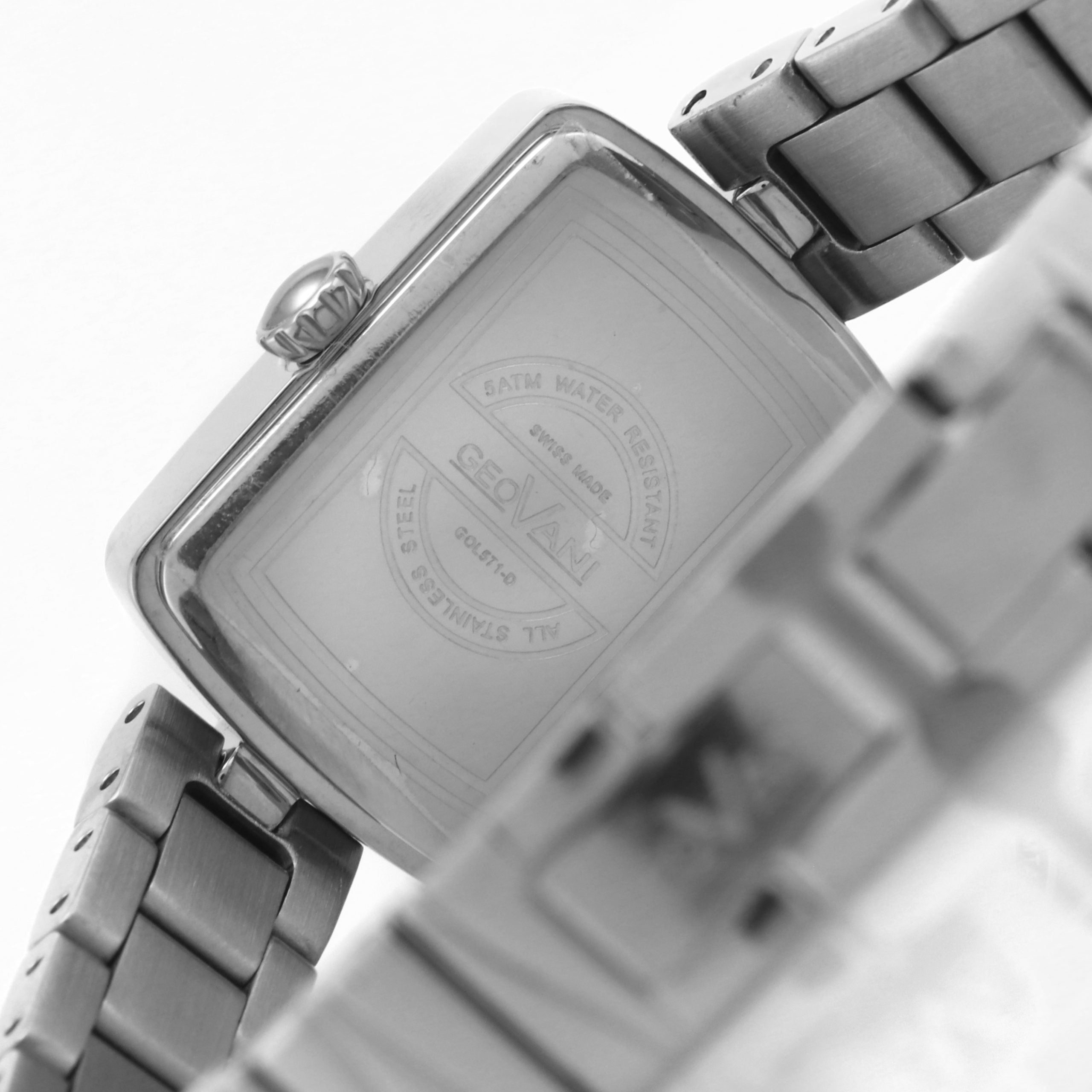 ساعة جيوفاني النسائية السويسرية بحركة كوارتز ولون مينا أبيض - GEO-0005