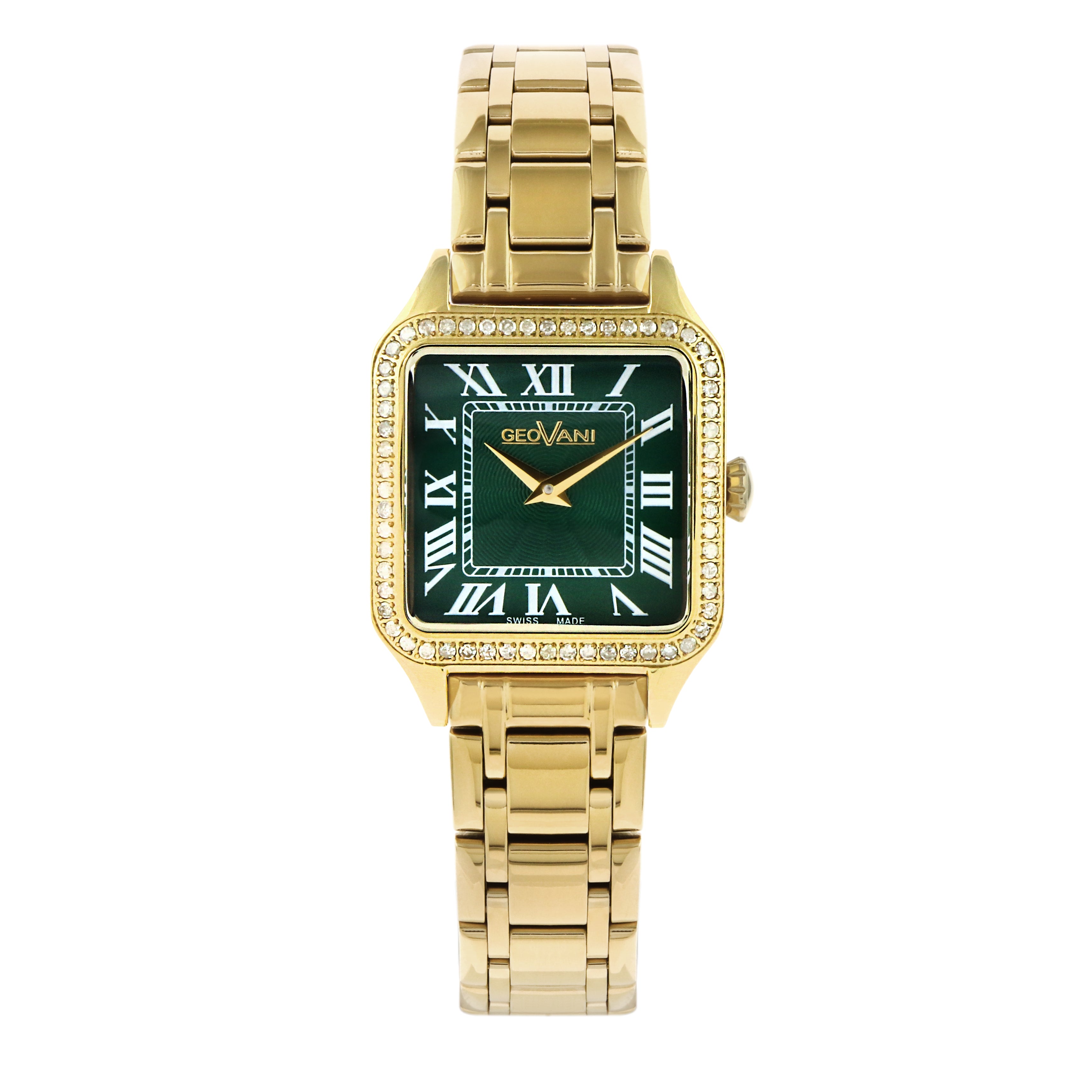 ساعة جيوفاني النسائية بحركة كوارتز ومينا أخضر - GEO-0051