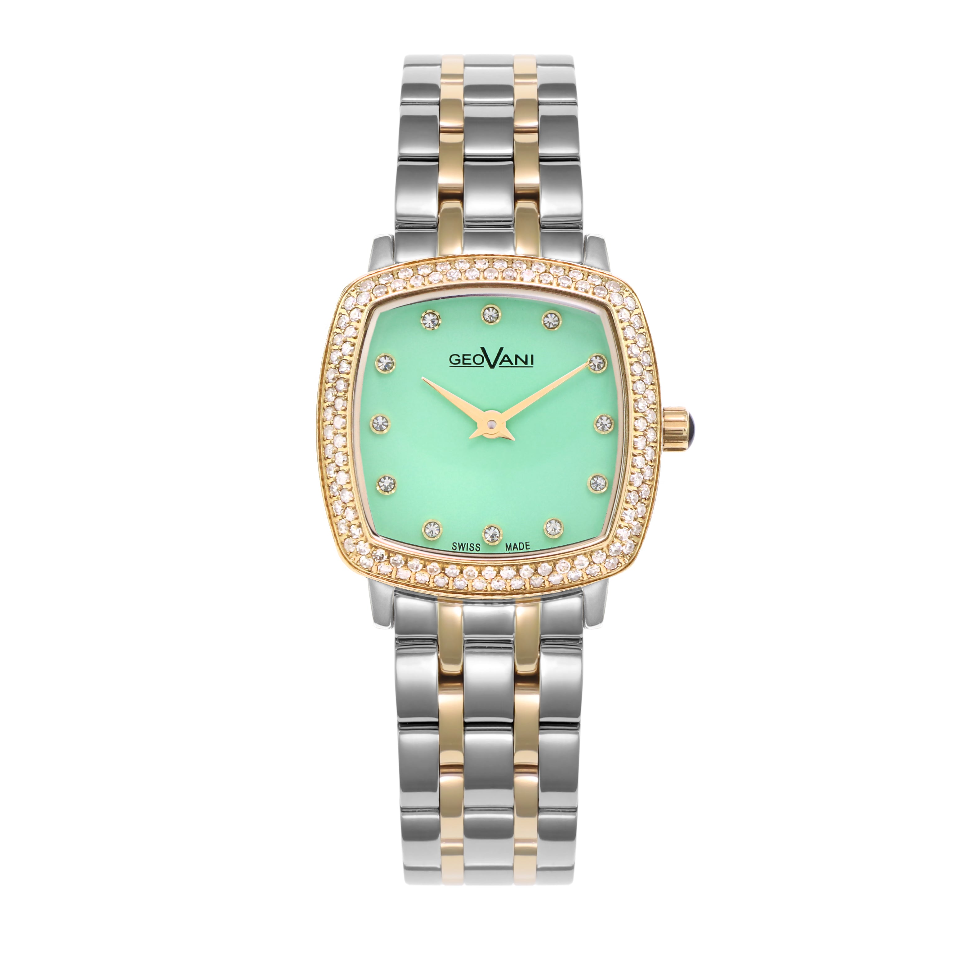 ساعة جيوفاني النسائية بحركة كوارتز ومينا أخضر فاتح - GEO-0040