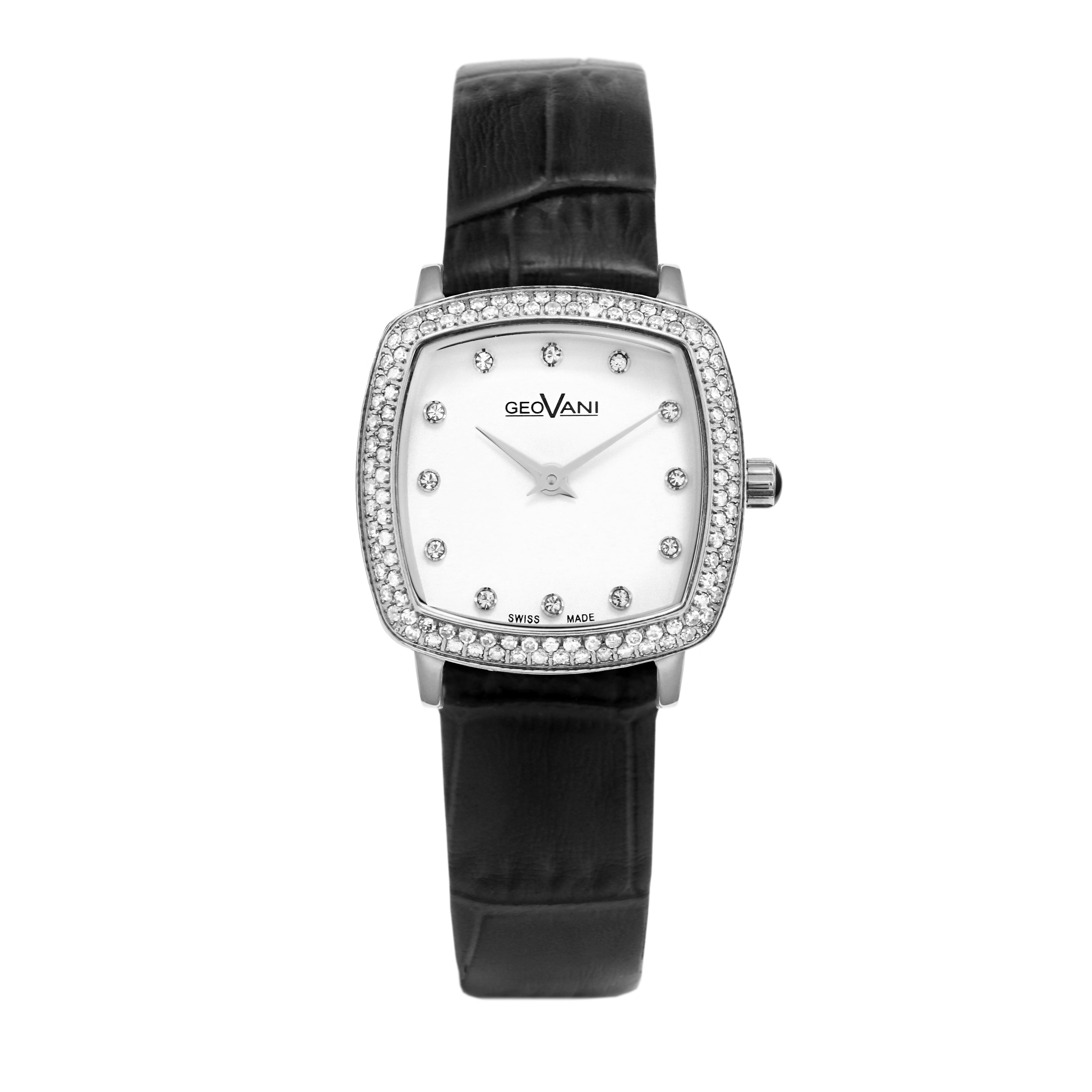 ساعة جيوفاني النسائية بحركة كوارتز ومينا أبيض - GEO-0041