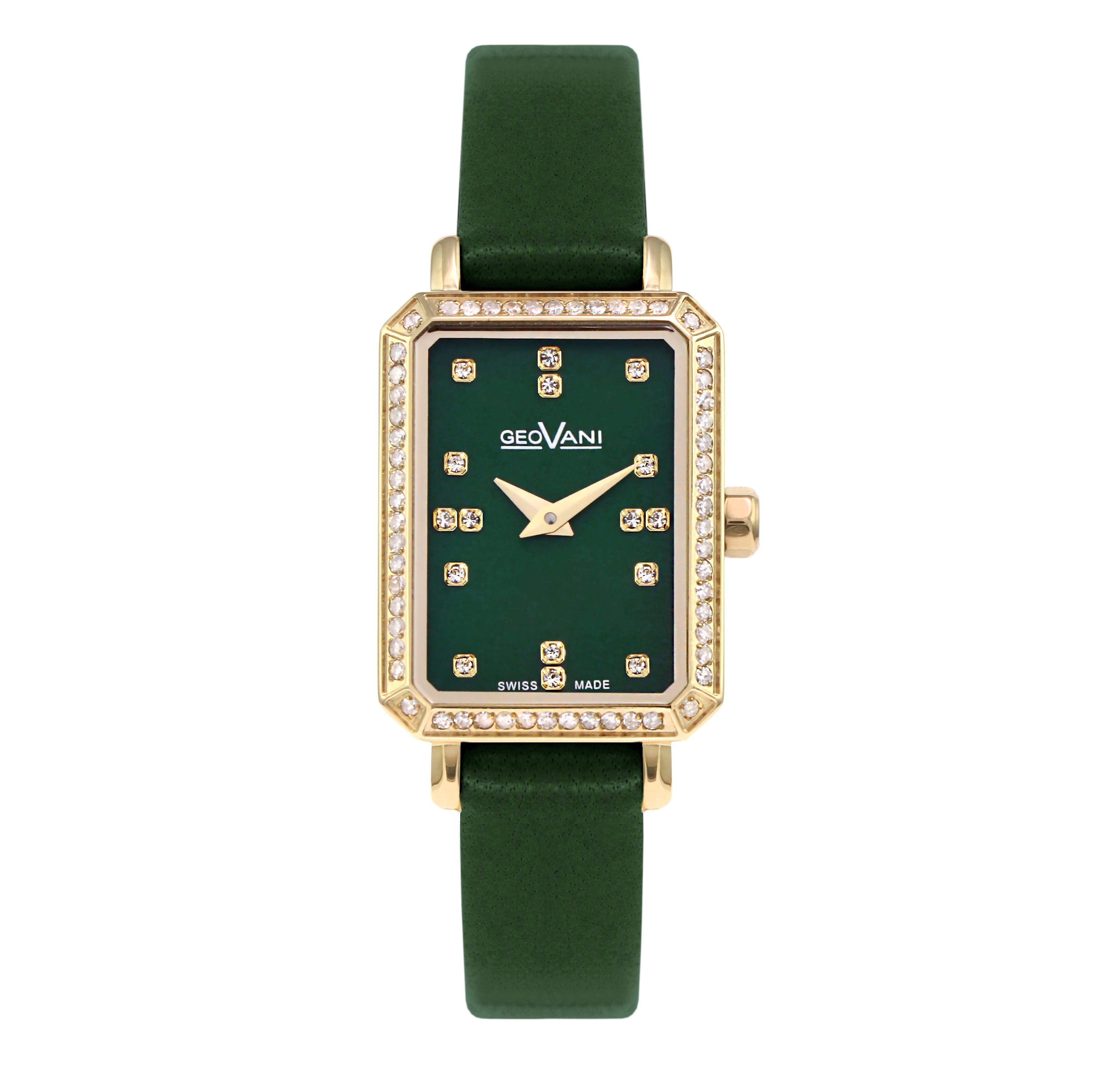 ساعة جيوفاني النسائية بحركة كوارتز ومينا أخضر - GEO-0045