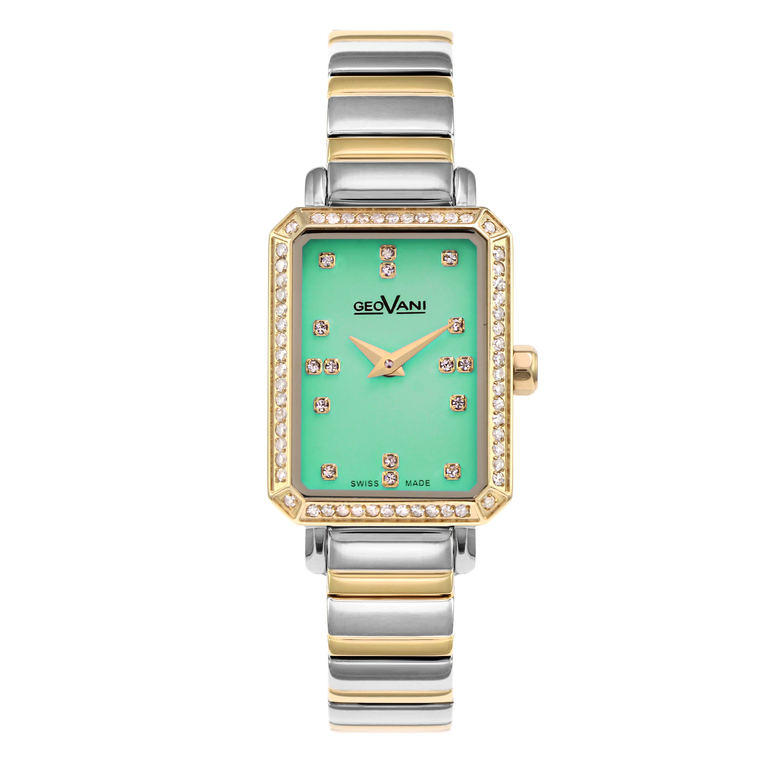 ساعة جيوفاني النسائية بحركة كوارتز ومينا أخضر فاتح - GEO-0043