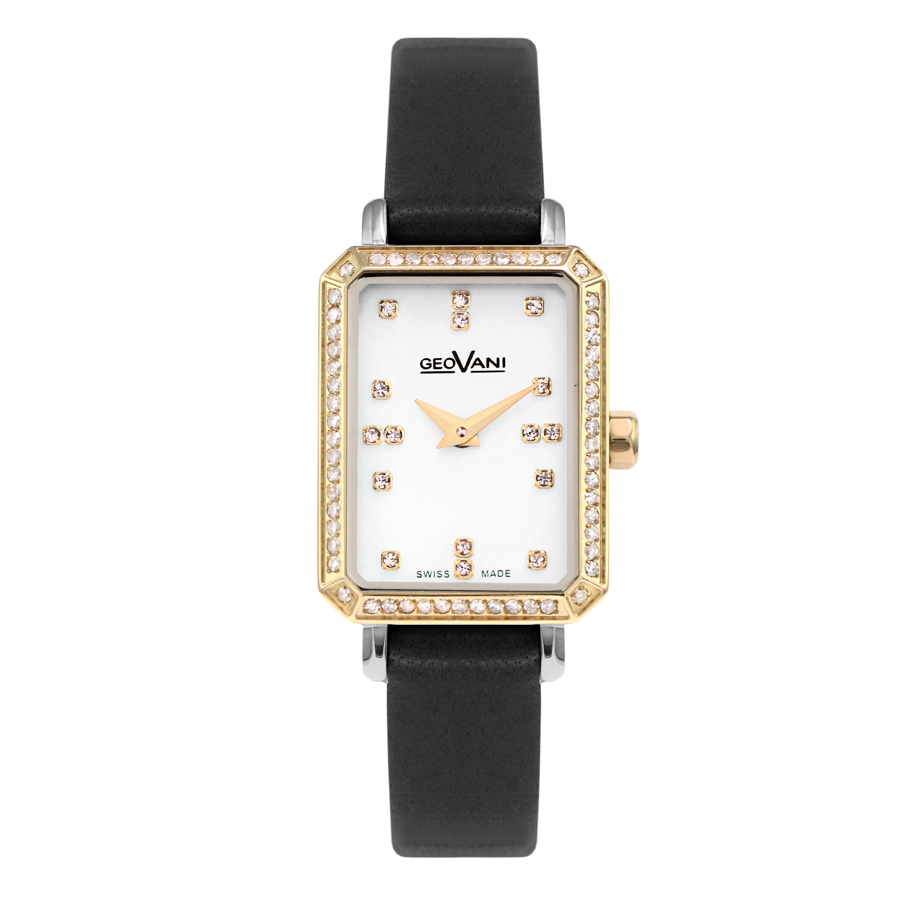 ساعة جيوفاني النسائية بحركة كوارتز ومينا أبيض - GEO-0046