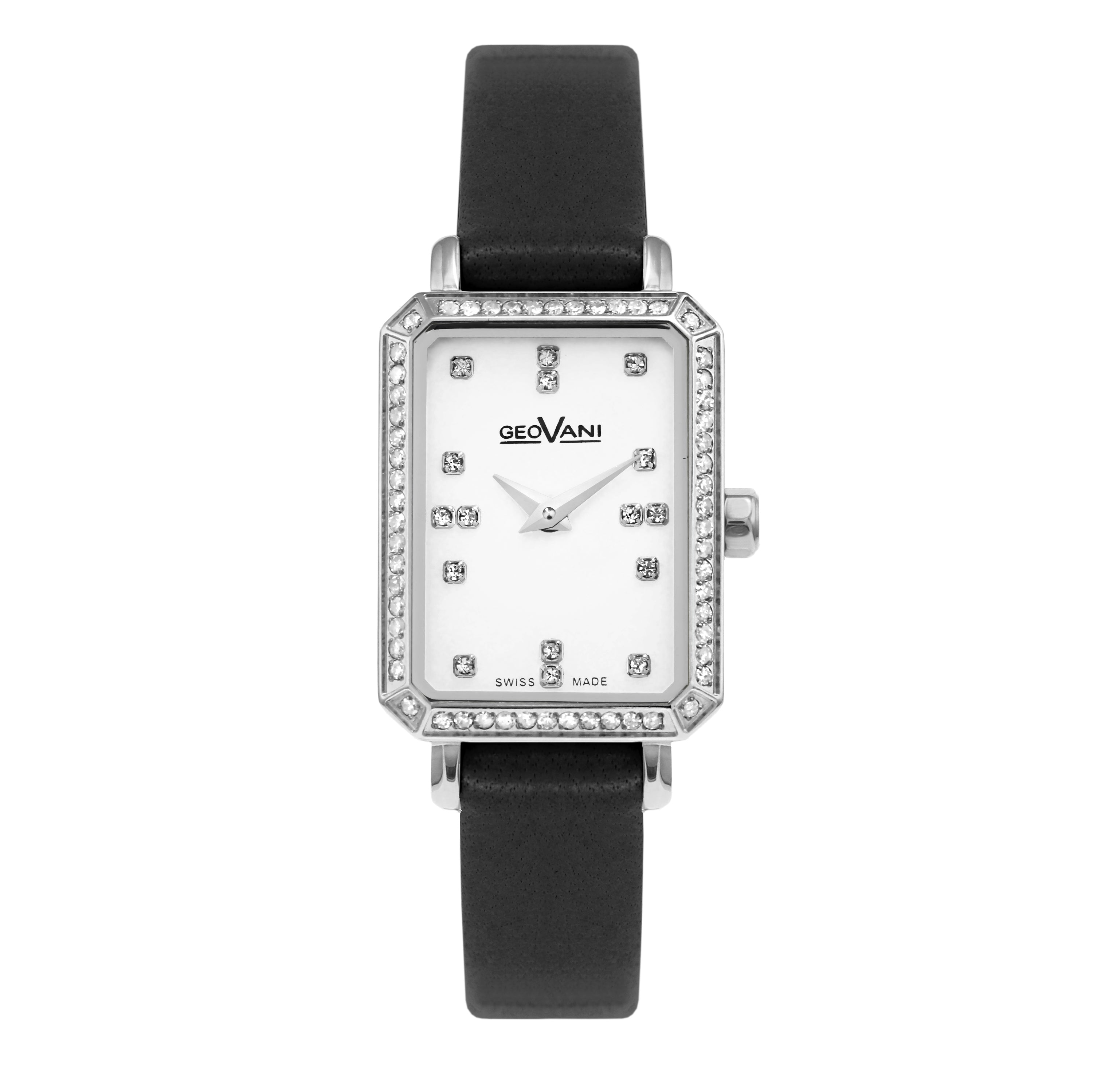 ساعة جيوفاني النسائية بحركة كوارتز ومينا أبيض - GEO-0047