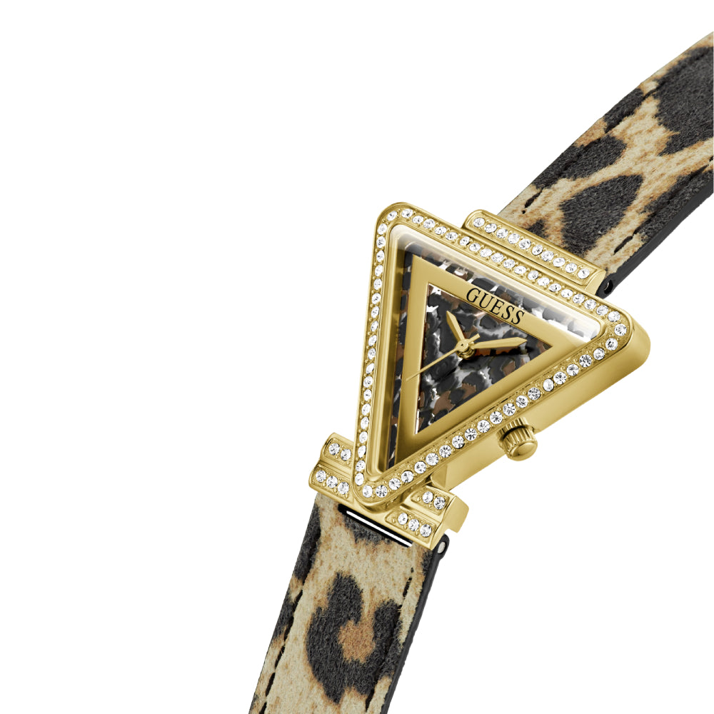 ساعة جيس النسائية بحركة كوارتز ولون مينا أسود وبني (نمط فهد) - GWC-0220