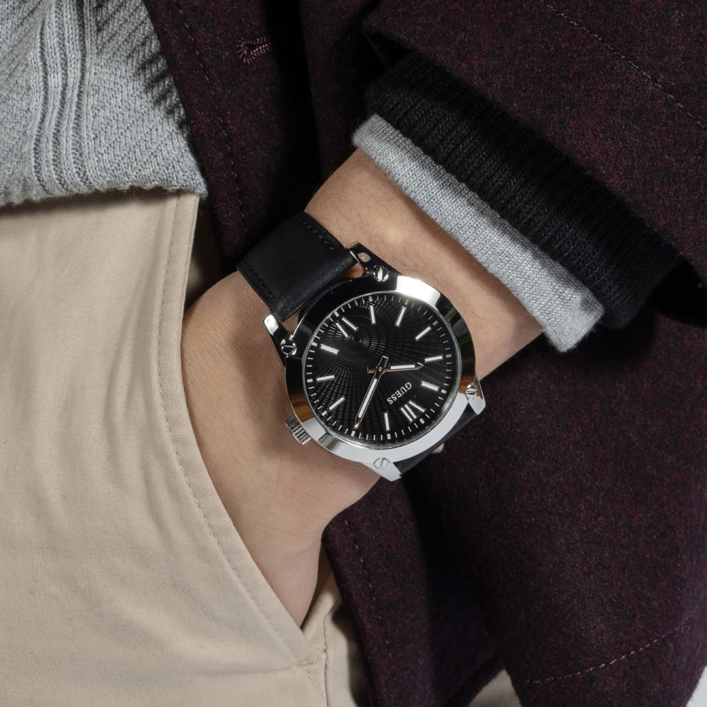 ساعة جيس الرجالية بحركة كوارتز ولون مينا أسود - GWC-0240