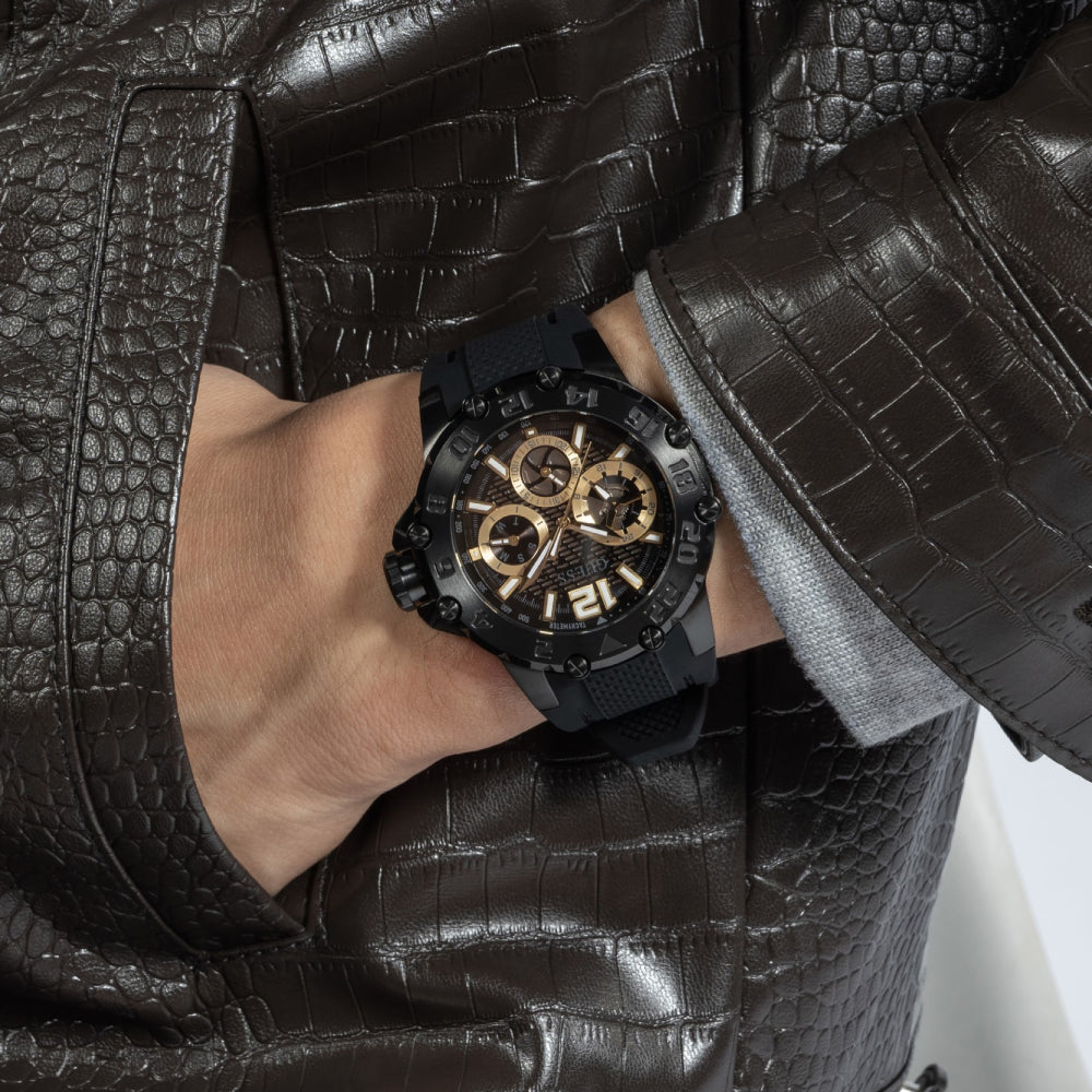 ساعة جيس الرجالية بحركة كوارتز ولون مينا أسود - GWC-0246