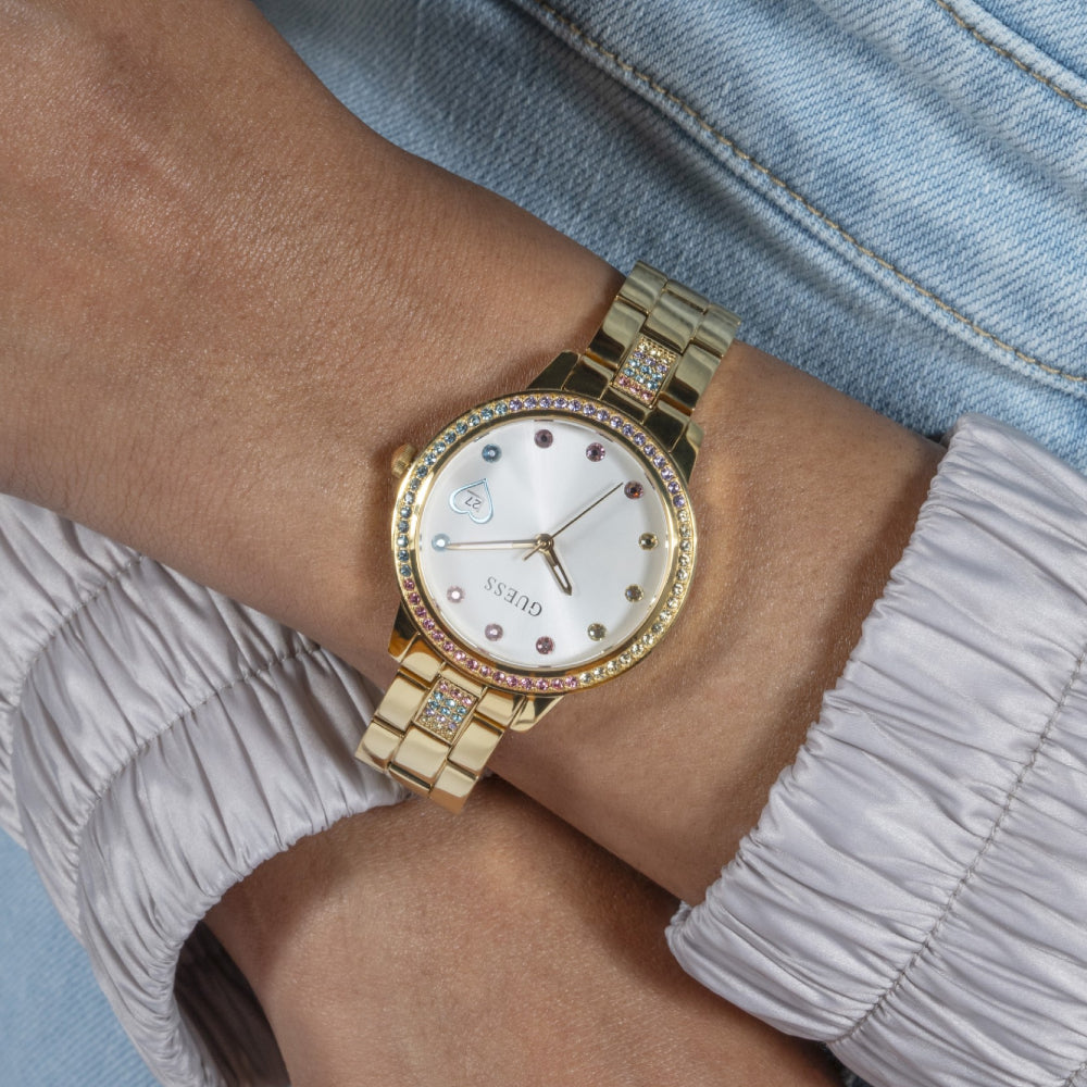 ساعة جيس النسائية بحركة كوارتز ولون مينا أبيض - GWC-0257