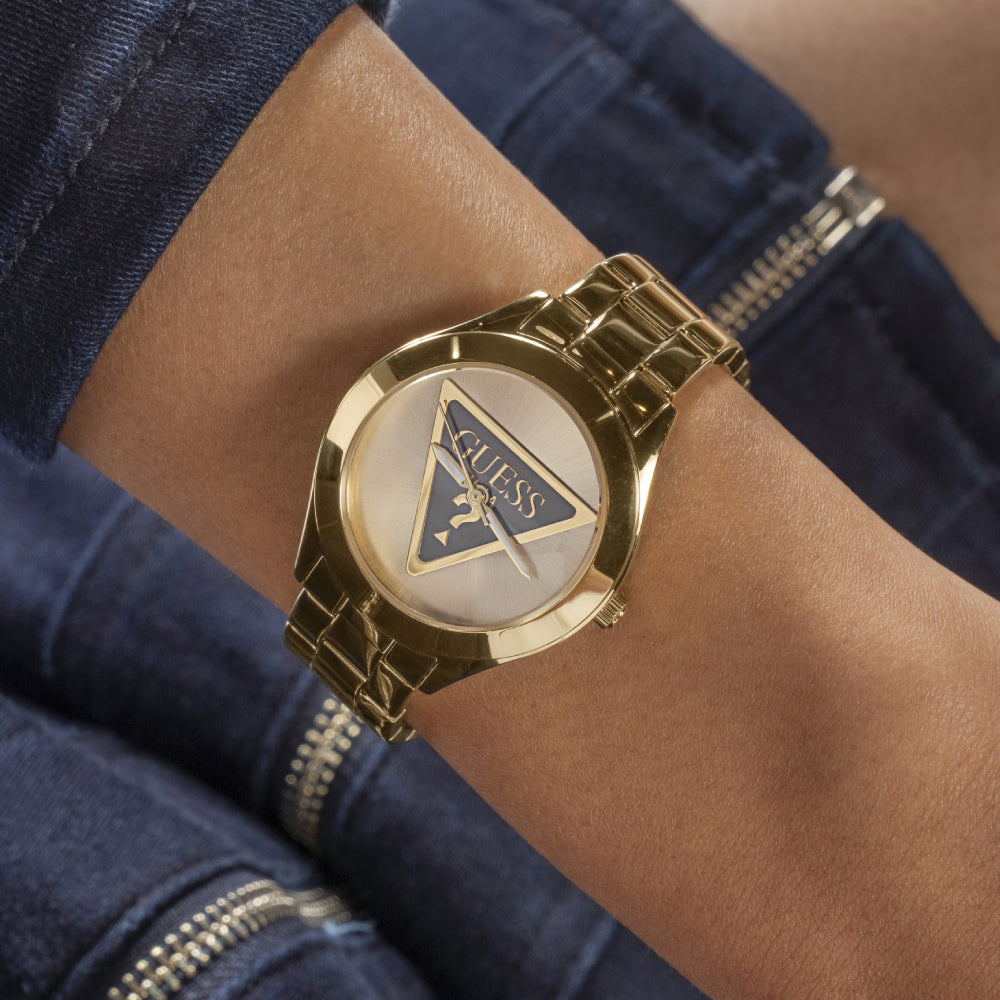 ساعة جيس النسائية بحركة كوارتز ولون مينا ذهبي - GWC-0281
