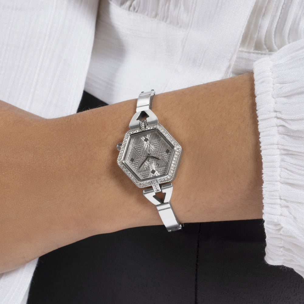 ساعة جيس النسائية بحركة كوارتز ولون مينا فضي - GWC-0286