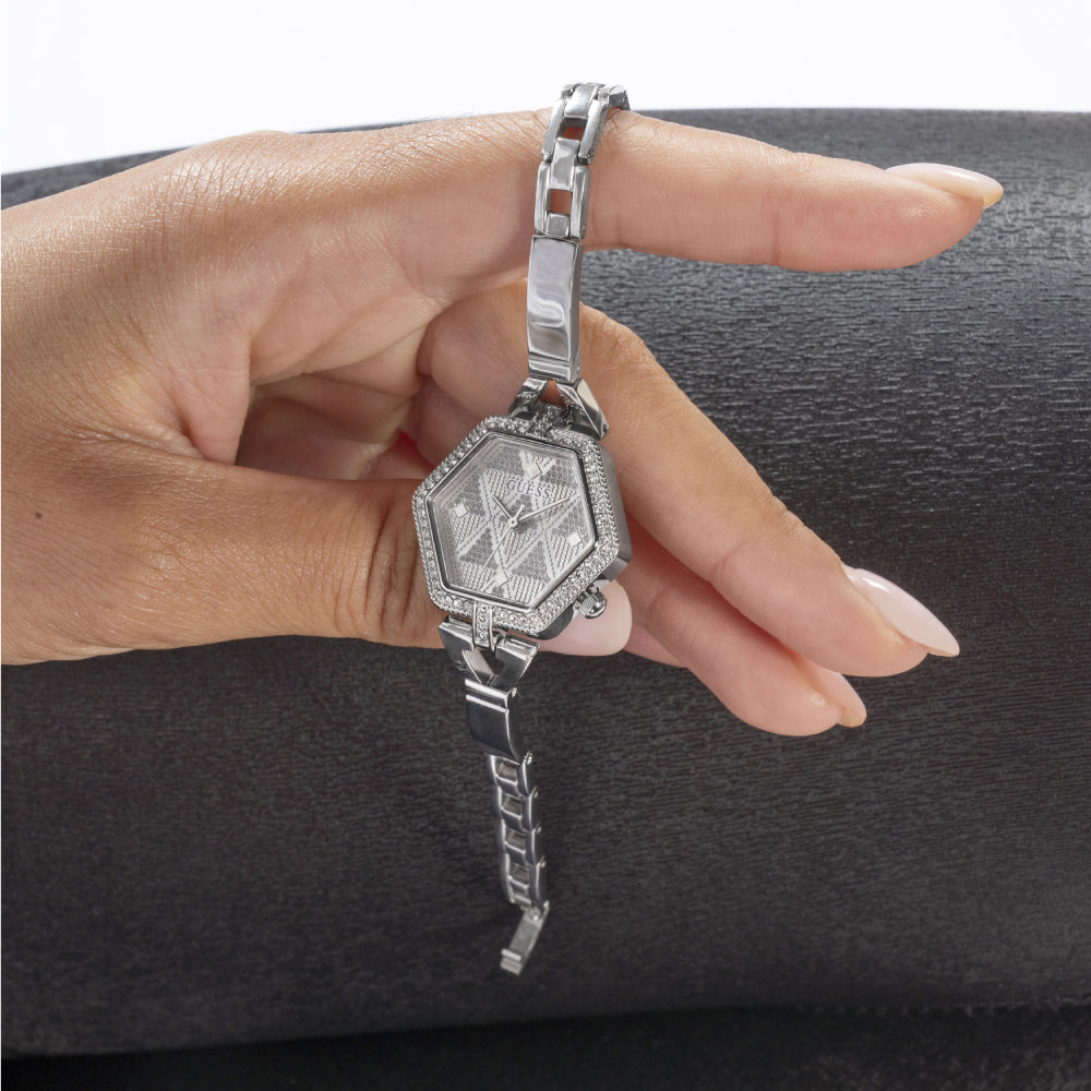 ساعة جيس النسائية بحركة كوارتز ولون مينا فضي - GWC-0286