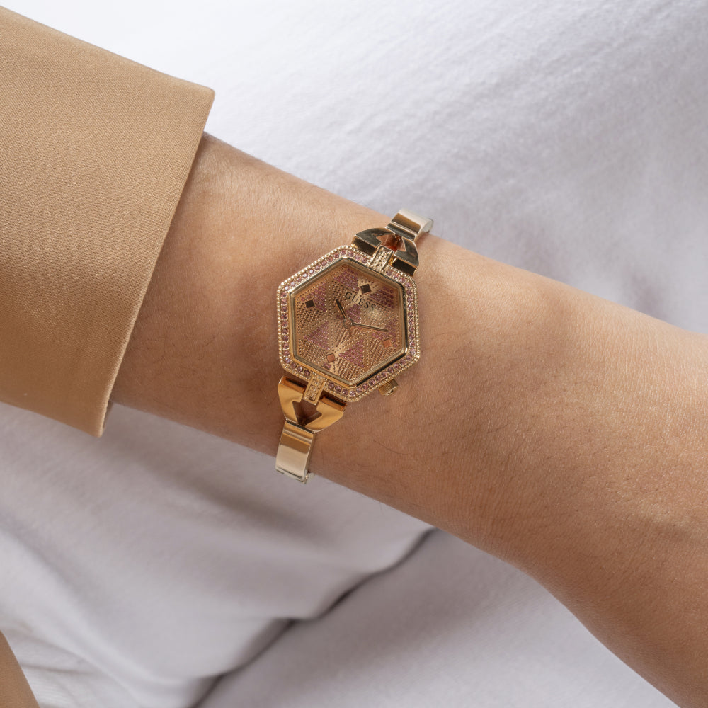 Guess Women's Quartz Watch with Rose Gold Dial - GWC-0288