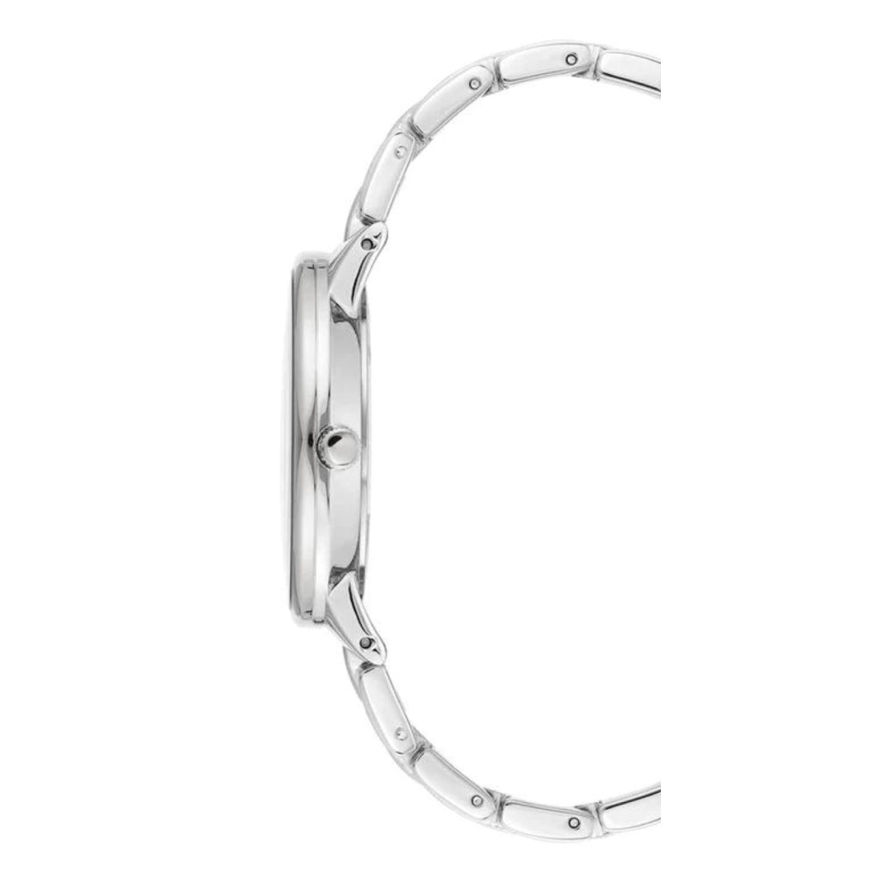 ساعة آن كلاين النسائية بحركة كوارتز ولون مينا فضي - AK-0255