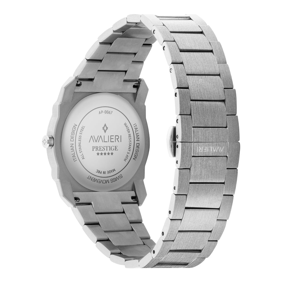 ساعة أفاليري برستيج الرجالية بحركة كوارتز السويسرية ولون مينا أبيض فضي - AP-0067