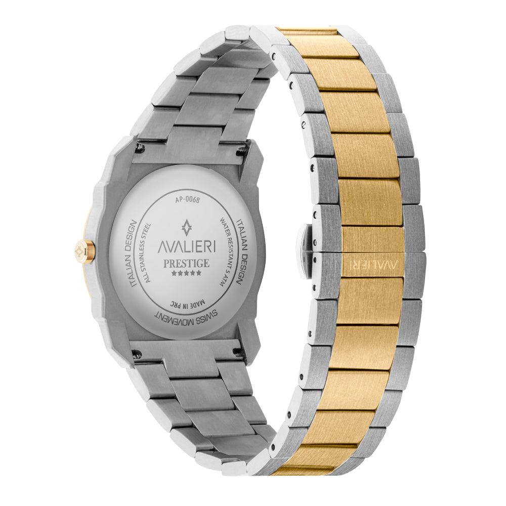 ساعة أفاليري برستيج الرجالية بحركة كوارتز السويسرية ولون مينا أبيض فضي - AP-0068