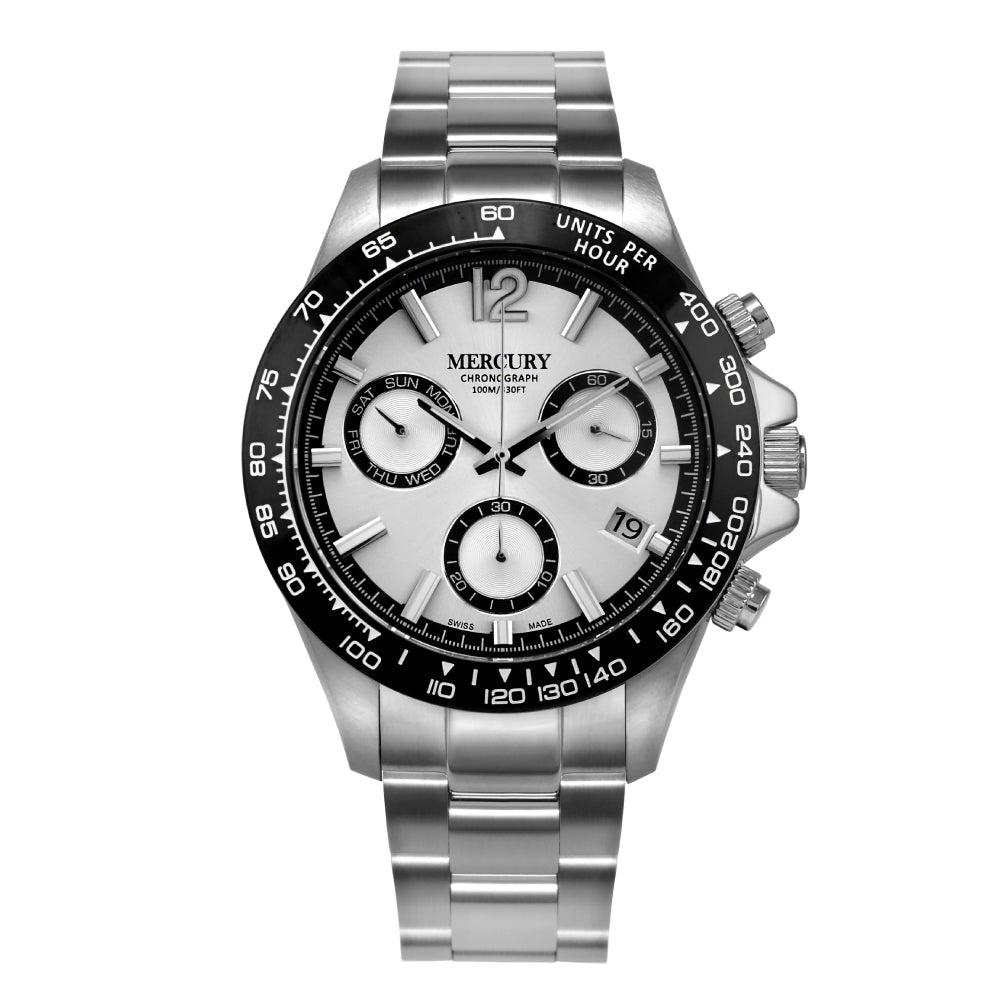 ساعة ميركوري الرجالية بحركة كوارتز ولون مينا أبيض - MER-0104