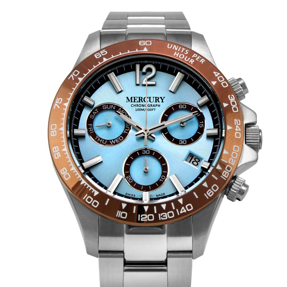 ساعة ميركوري الرجالية بحركة كوارتز ولون مينا أزرق فاتح - MER-0106