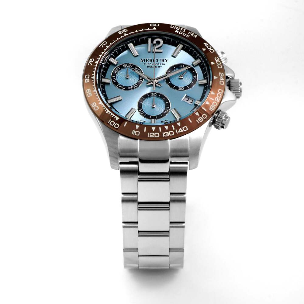 ساعة ميركوري الرجالية بحركة كوارتز ولون مينا أزرق فاتح - MER-0106