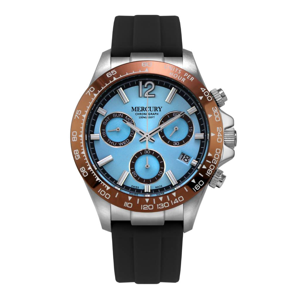 Men's watch, quartz movement, light blue dial MER-0099
