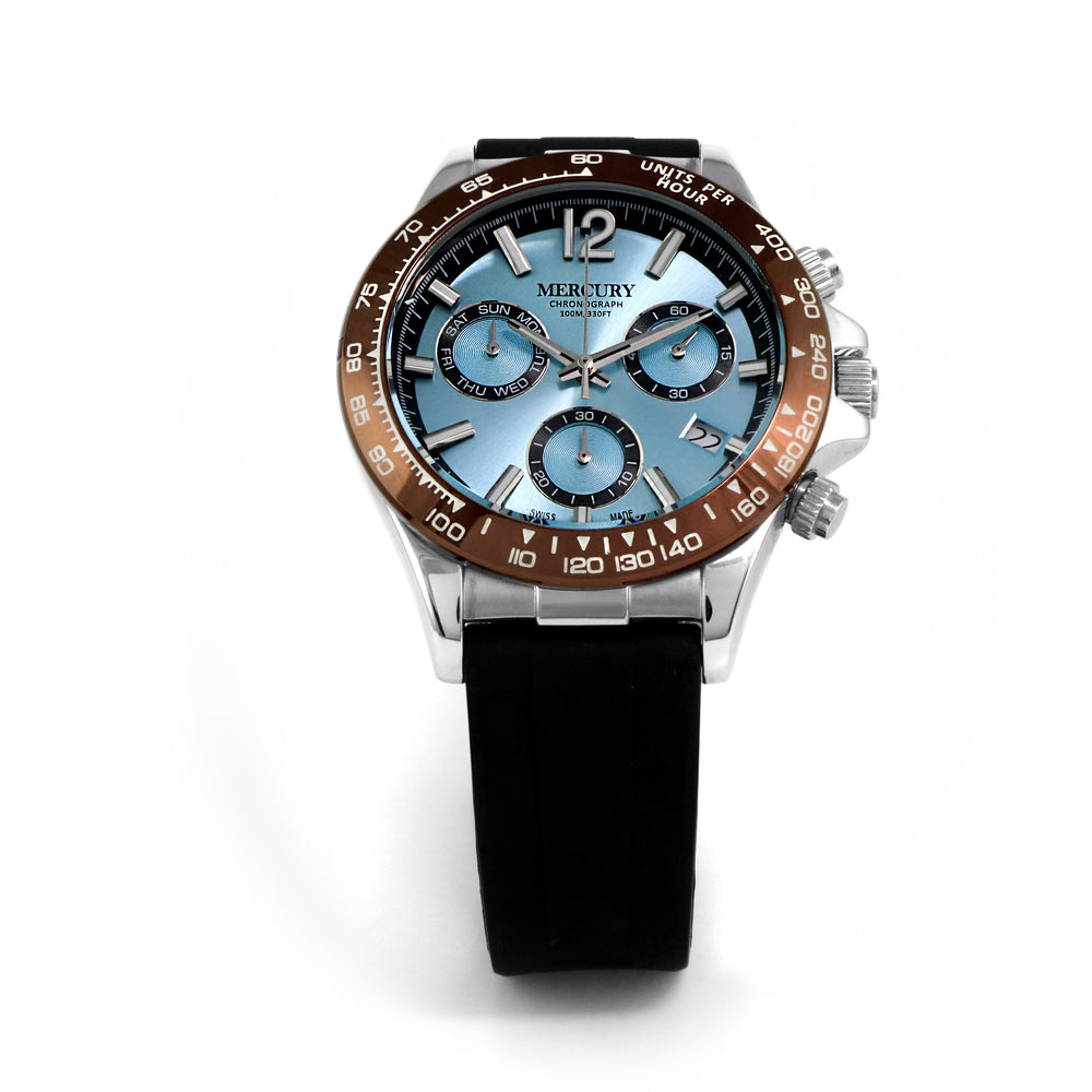 ساعة ميركوري الرجالية بحركة كوارتز ولون مينا أزرق فاتح - MER-0099