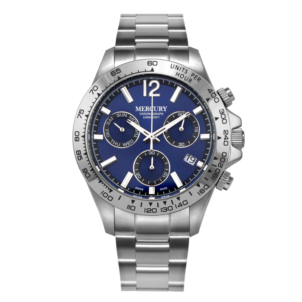 ساعة ميركوري الرجالية بحركة كوارتز ولون مينا أزرق - MER-0103