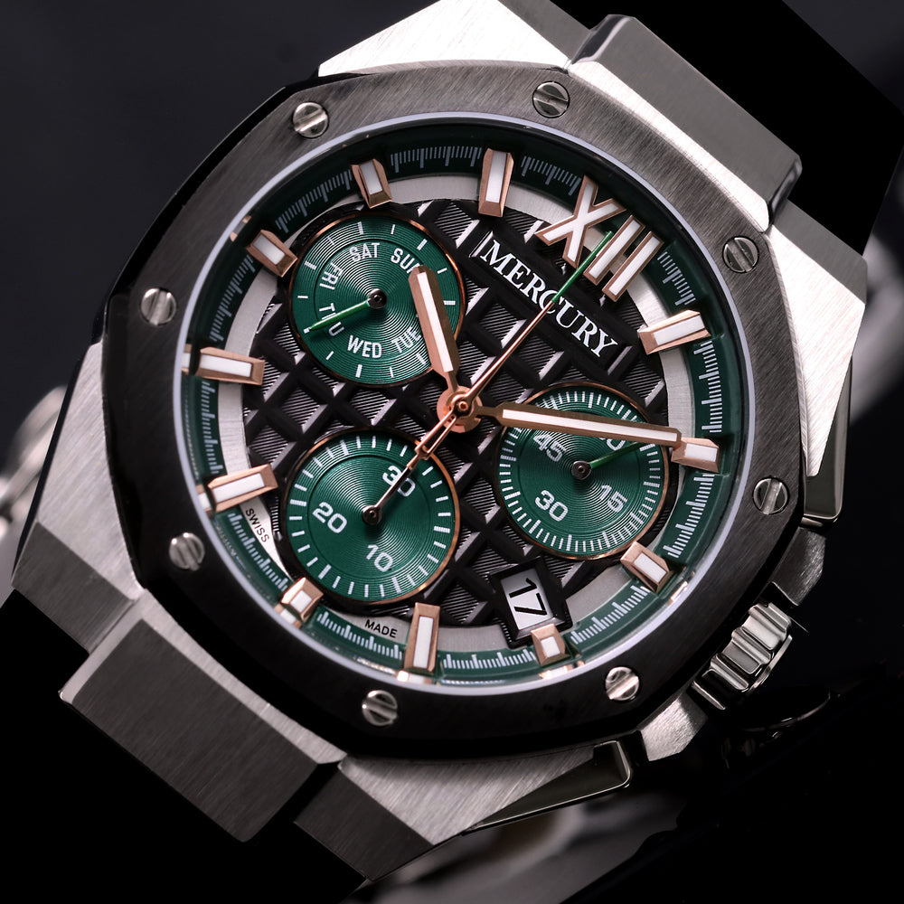 ساعة ميركوري الرجالية بحركة كوارتز ولون مينا أخضر - MER-0107